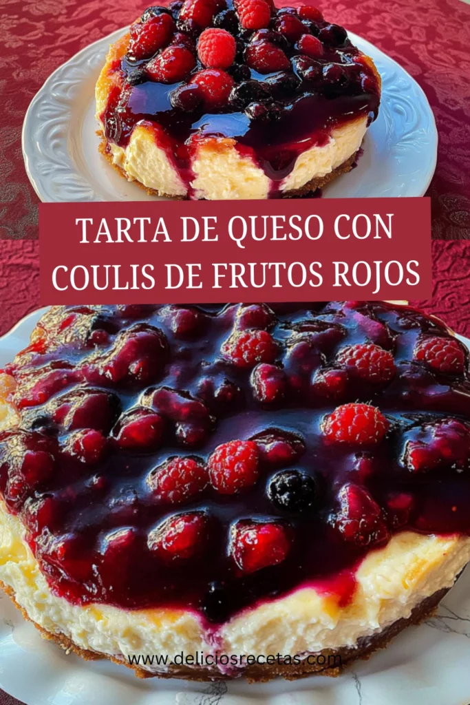TARTA DE QUESO CON COULIS DE FRUTOS ROJOS pin